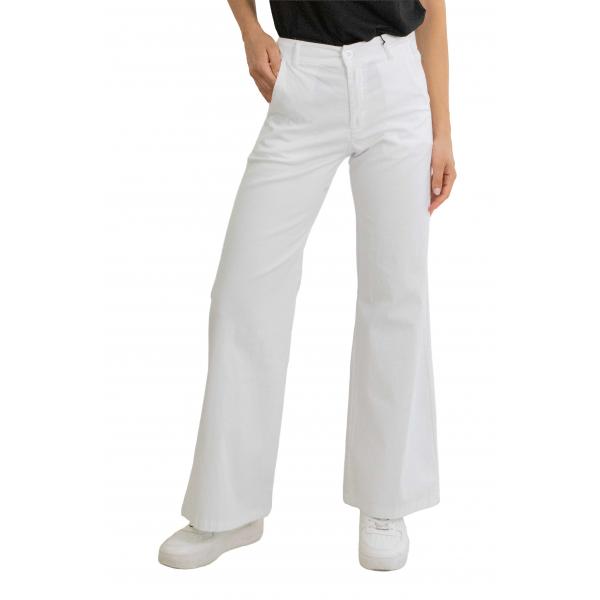 Pantalone chino in cotone con elastico dietro leggero palazzo